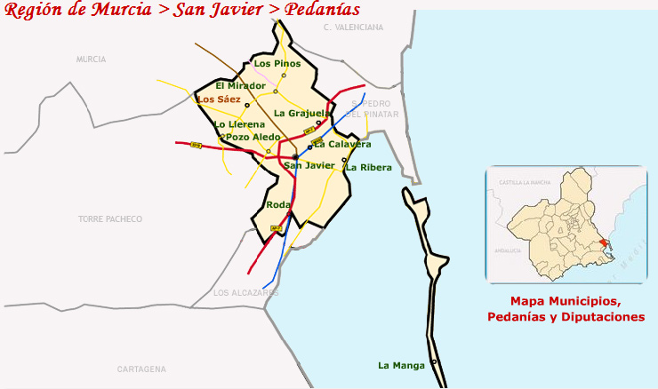 Situacin de la pedanas de San Javier
