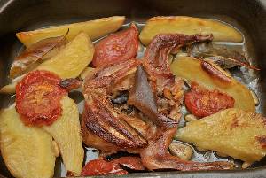 Trtola asada con patatas 