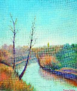 El r�o Segura con la torre al fondo 