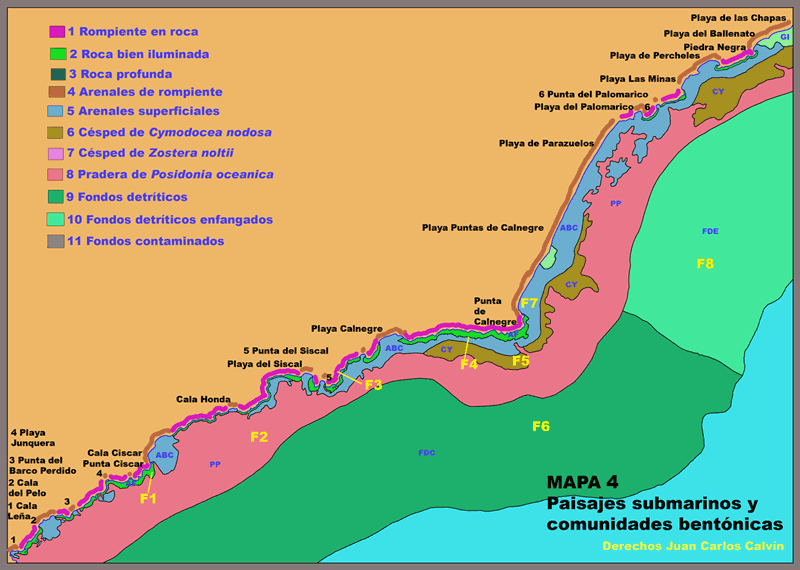 Mapa 4. Paisajes submarinos y comunidades bent�nicas