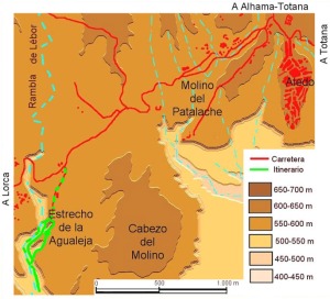 Figura 1. Situaci�n, accesos e itinerario por el estrecho de la Agualeja [LIG Agualeja]