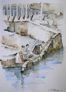 Las lavanderas en el Segura (exposicion alvaro blancalia 2004)