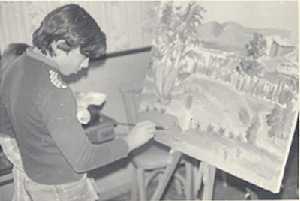 Pintando en su casa con quince aos 