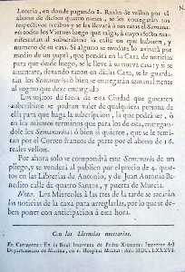 Prospecto del Semanario Literario y Curioso. Pagina 8
