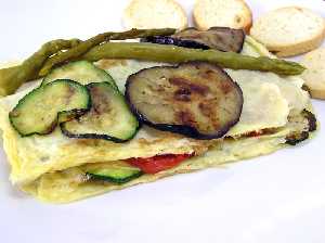 Milhojas de tortilla con verduras  [Milhojas de Verduras a la Plancha]